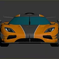 Sleek Orange Black Sports Car With Blue Roof And Rear Spoiler Design