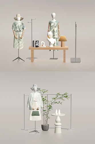 Women's clothing store design women's clothing store situational combination booth combination model running water table combination 3d model