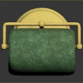 Decorative Green Stone Ornament With Golden Stand And Hanging Chain
