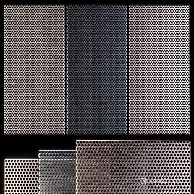 Modern Metal Perforated Wall Decor Panels With Multi Color Options For Hanging Decoration 3d model 