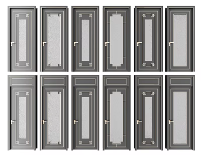 New Chinese-style swing door toilet door combination 3d model