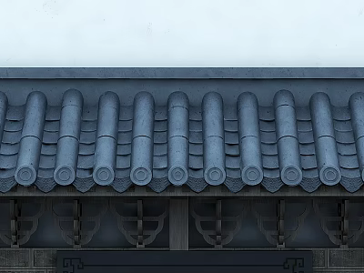 Traditional Chinese Architecture Roof Tiles With Curved Design And Wooden Brackets 3d model