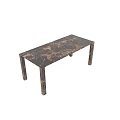 Elegant Modern Dining Table With Dark Brown Marble Texture Top And Golden Veined Legs