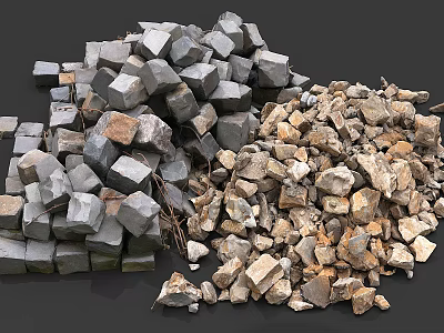 Stone, stone, brick, brick, broken brick 3d model