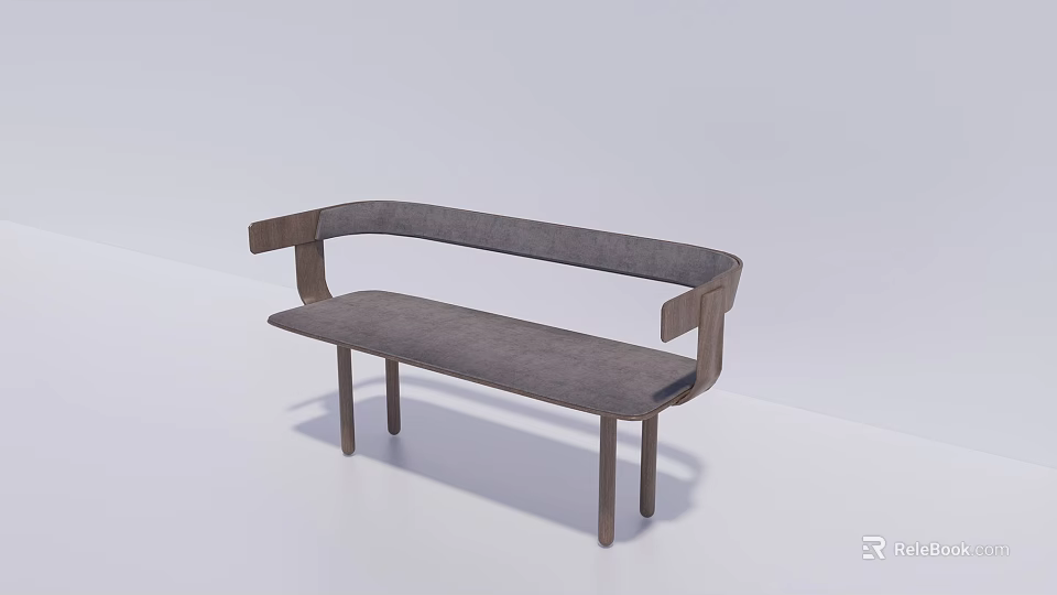 Modern Leisure Chair Featuring Curved Armrests And Upholstered Seat With Wooden Frame 3d model 