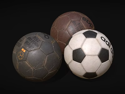 Household Soccer Balls In Black Brown And Black White Leather With Adidas Brand 3d model