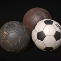 Household Soccer Balls In Black Brown And Black White Leather With Adidas Brand
