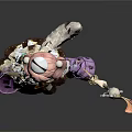 Anime Character Collectible Figure With Pink Hair Purple Outfit And Decorative Staff