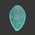 Shiny Blue Textured Human Face Mask Art Sculpture Design