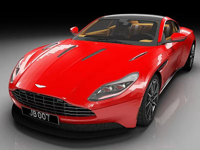 Red Aston Martin Sports Car With Sleek Design And Yellow Interior 3d model
