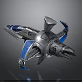 Futuristic Silver Blue Spaceship With Sleek Structure For Cosmic Exploration