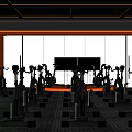 Spacious Modern Fitness Gym With Spinning Bikes And Motivational Ceiling Quote