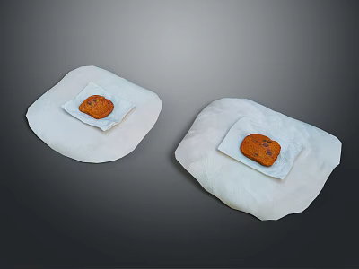 Delicious Two Freshly Baked Cookies Placed On White Paper Towels 3d model