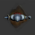 3D Rendered Armored Character Standing With Metallic Armor Striped Spear And Small Plants