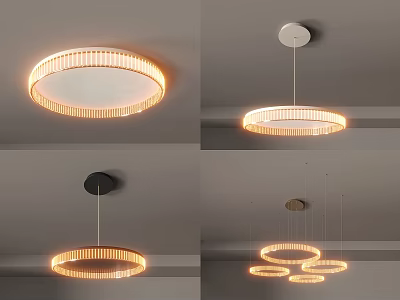 Modern Ring Light Fixture Combination With Pendant And Ceiling Designs For Contemporary Home Interior 3d model