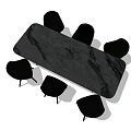 Elegant Modern Dining Table Set With Six Black Chairs And Marble Top Design 3d model