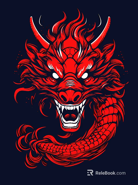 Carved Red Dragon Head Artwork With Intricate Scales And Fiery Details 3d model 