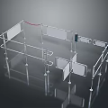 Metal Crowd Control Barrier System With Frames Panels And Red Rope