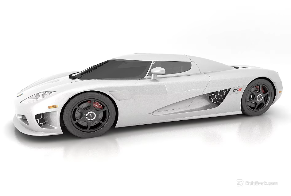 White Sports Car With Sleek Aerodynamic Body And Black Alloy Wheels 3d model 