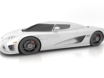 White Sports Car With Sleek Aerodynamic Body And Black Alloy Wheels 3d model