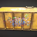 Rusty Yellow Industrial Container With Ladder And Worn Metal Surface Details