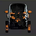 Small Orange And Black Modern Compact Car With Rounded Design And Two Seats 3d model