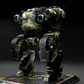 Smart Robot Model With Mechanical Design Tracked Legs And Multiple Green Eyes 3d model
