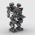 Mechanical Building Blocks Robot Model With Red Eye And Armor Joints Structure 3d model