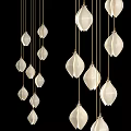 Elegant Modern White Petal Shaped Pendant Lights With Golden Hanging Cords