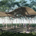 Special-shaped Landscape Construction Woven Membrane Structure Steel Frame Net Construction 3d model