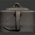Traditional Purple Clay Teapot with Square Body Bamboo Design and Leaf Carving for Tea Lovers