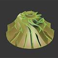 Golden Industrial Turbine Equipment With Streamlined Blades And Central Hub