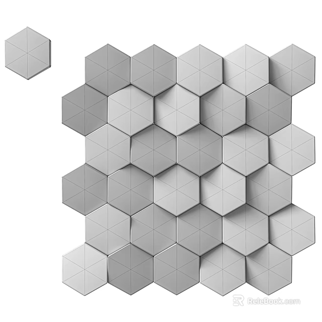 Gray Hexagonal Pattern Background Wall Featuring 3D Geometric Design And Modern Style 3d model