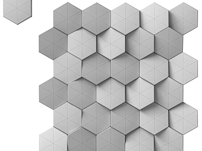 Gray Hexagonal Pattern Background Wall Featuring 3D Geometric Design And Modern Style 3d model