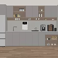 Modern Tea Room Interior Design With Open Shelves Coffee Machine Lighting And White Cabinets