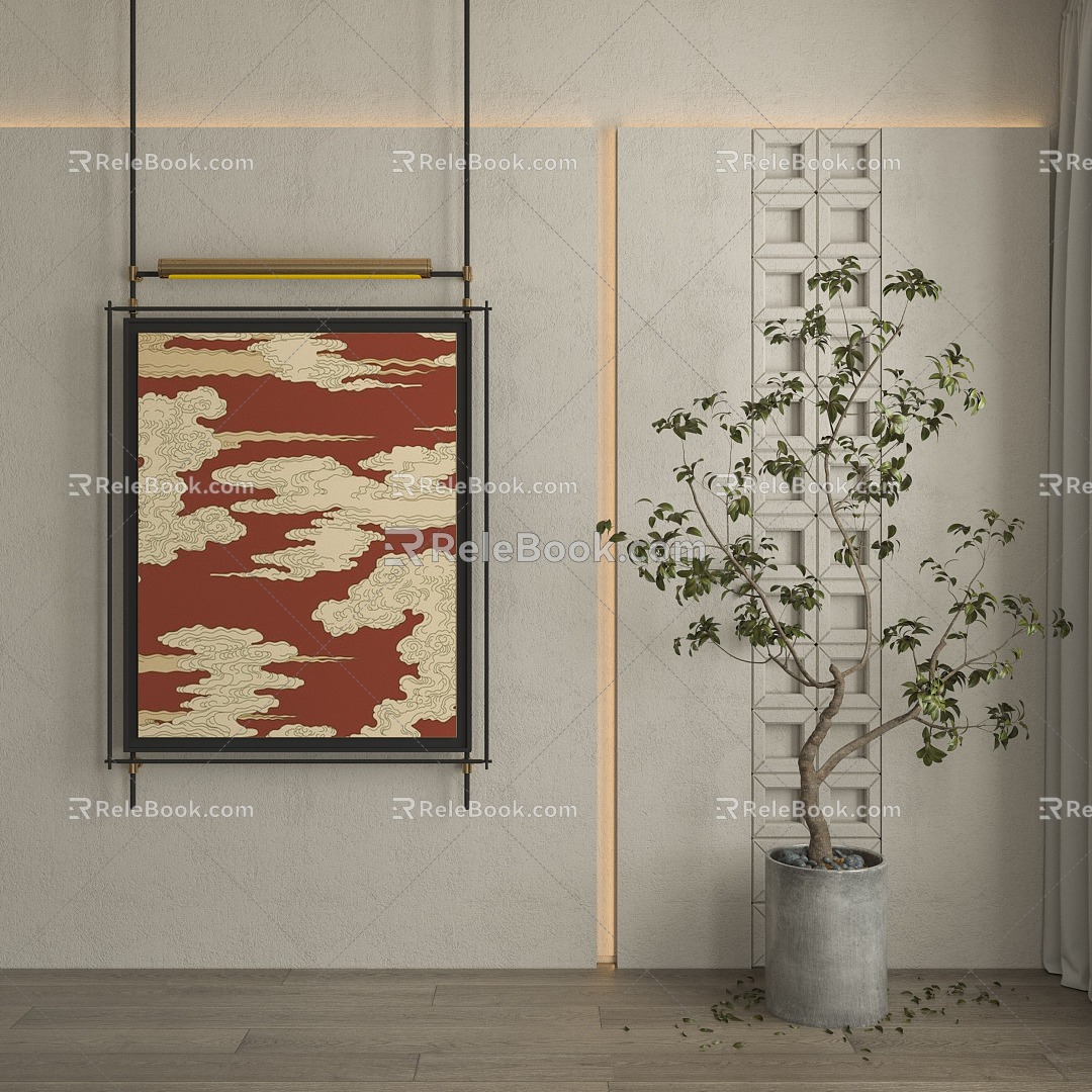 Middle Ancient Style Decorative Painting 3d model