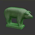 Stone Pig Statue With Square Base Standing Posture And Detailed Texture