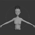 Braided Bun Hairstyle On 3D White Model With Facial Organs And Hair Details