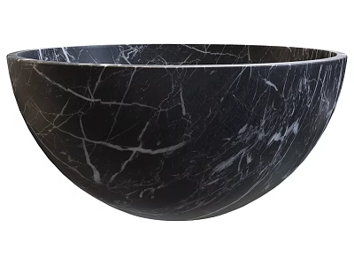 Round Black Marble Wash Basin With Natural Vein Texture For Kitchen Use 3d model