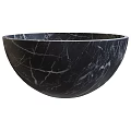 Round Black Marble Wash Basin With Natural Vein Texture For Kitchen Use