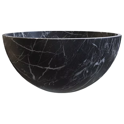 Round Black Marble Wash Basin With Natural Vein Texture For Kitchen Use 3d model