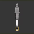 Futuristic Gun With Silver Gray Body And Yellow Accents And Mechanical Design Elements