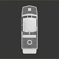 Small White And Blue Motorboat With Deck Railing Life Ring And Cabin Top Antenna