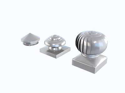 Industrial Metal Ventilation Equipment Components with Various Shapes and Square Bases Silver Finish 3d model