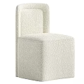 Modern Beige Leisure Chair with Linen Upholstery and Curved Backrest Design