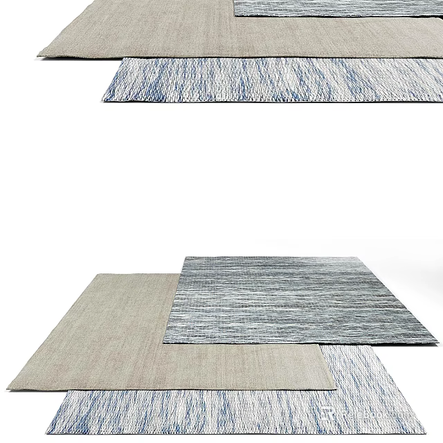 Variety Of Textured Area Rugs For Floor Decoration 3d model 