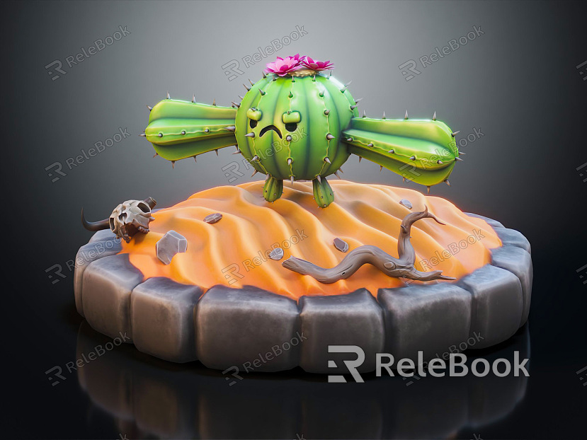 Modern game character cactus desert environment model