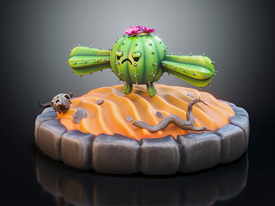 Modern game character cactus desert environment model