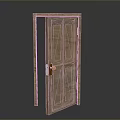 Wooden Door With Golden Handle And Natural Wood Design For Interior