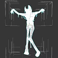 Game And Movie Character Black Figure With Yellow Glowing Face Long Limbs And Dripping Effect